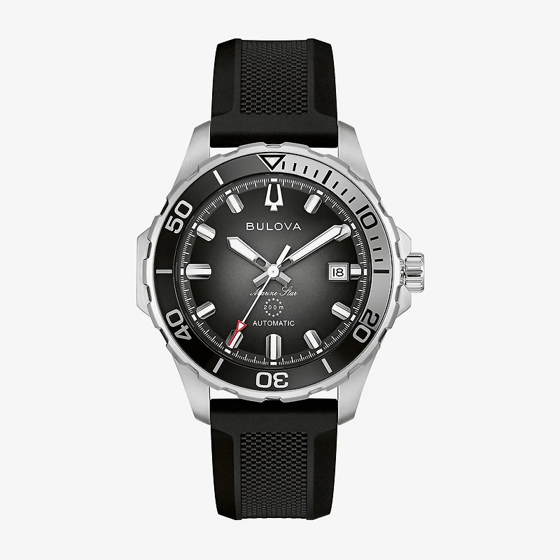 Bulova Marine Star Mens Automatic Black Strap Watch 98b465
