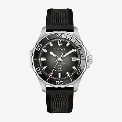 Bulova Marine Star Mens Automatic Black Strap Watch 98b465