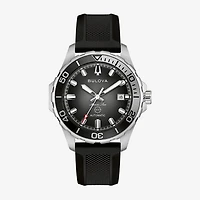 Bulova Marine Star Mens Automatic Black Strap Watch 98b465
