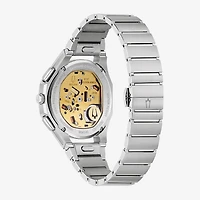 Bulova Curv Mens Chronograph Silver Tone Stainless Steel Bracelet Watch 96k117