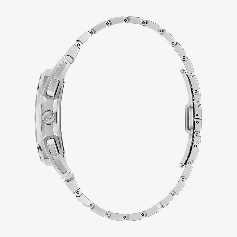 Bulova Curv Mens Chronograph Silver Tone Stainless Steel Bracelet Watch 96k117