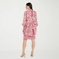 R & M Richards Womens Floral Jacket Dress With Removable Necklace