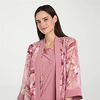 R & M Richards Womens Floral Jacket Dress With Removable Necklace