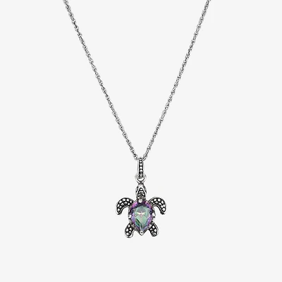 Womens Multi Color Cubic Zirconia Sterling Silver 18 Inch Pendant Necklace