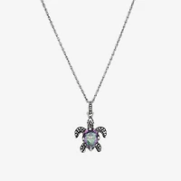 Womens Multi Color Cubic Zirconia Sterling Silver 18 Inch Pendant Necklace