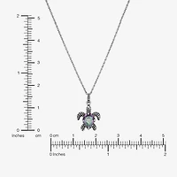 Womens Multi Color Cubic Zirconia Sterling Silver 18 Inch Pendant Necklace