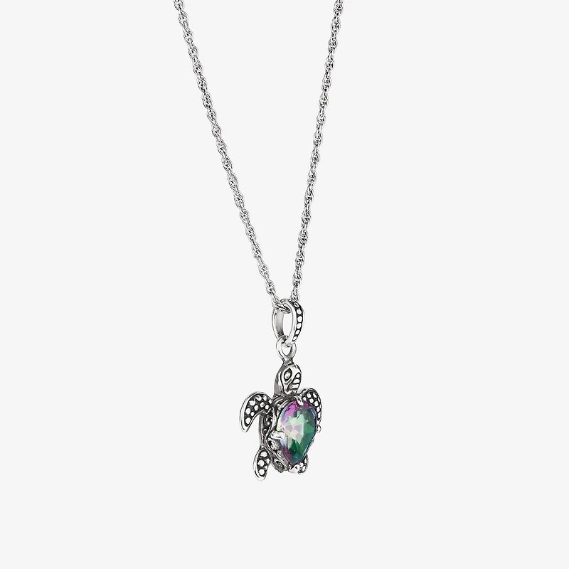 Womens Multi Color Cubic Zirconia Sterling Silver 18 Inch Pendant Necklace