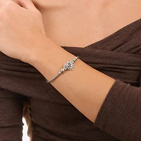 Womens Multi Color Cubic Zirconia Sterling Silver Charm Bracelet