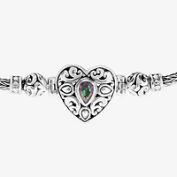 Womens Multi Color Cubic Zirconia Sterling Silver Charm Bracelet