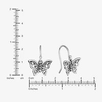 Butterfly Womens Sterling Silver Butterfly Drop Earrings