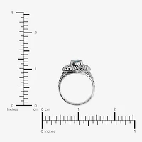 Womens Blue Cubic Zirconia Sterling Silver Heart Cocktail Ring
