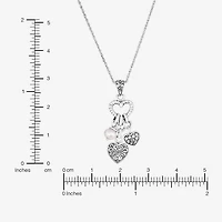Womens White Sterling Silver Heart 18 Inch Pendant Necklace