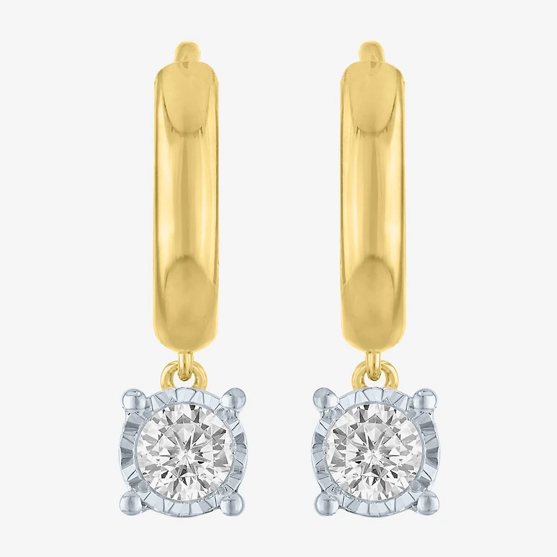 (G-H/Si2-I1) Womens 3/8 CT. T.W. Lab Grown White Diamond 14K Gold Over Silver 17mm Hoop Earrings