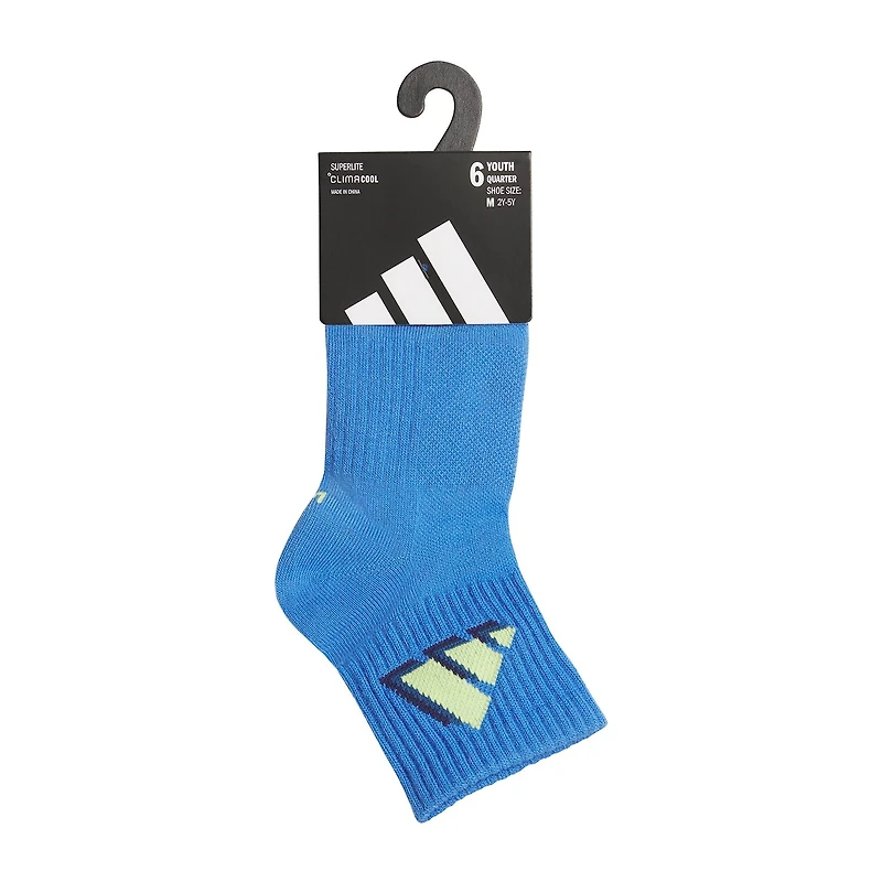 adidas Superlite Boys 6 Pair Quarter Ankle Socks
