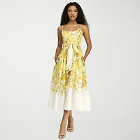 Premier Amour Womens Midi Scoop Neck Sleeveless Floral Fit + Flare Dress