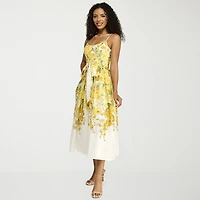 Premier Amour Womens Midi Scoop Neck Sleeveless Floral Fit + Flare Dress