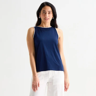 St. John's Bay Womens Tall Crew Neck Sleeveless Tank Top