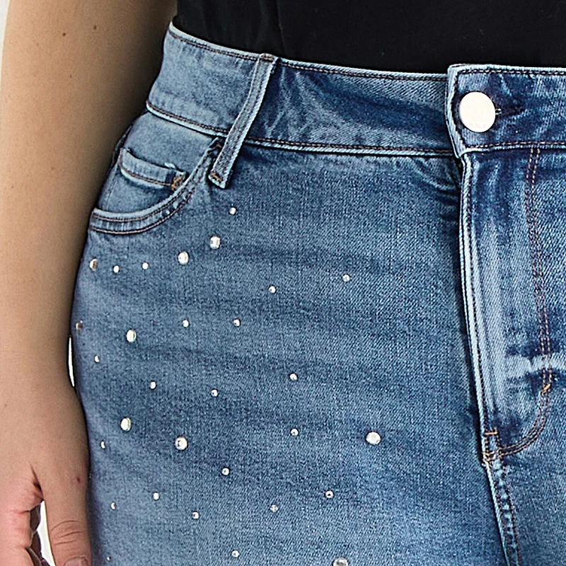 a.n.a Embellished Womens Plus High Rise 5" Denim Short