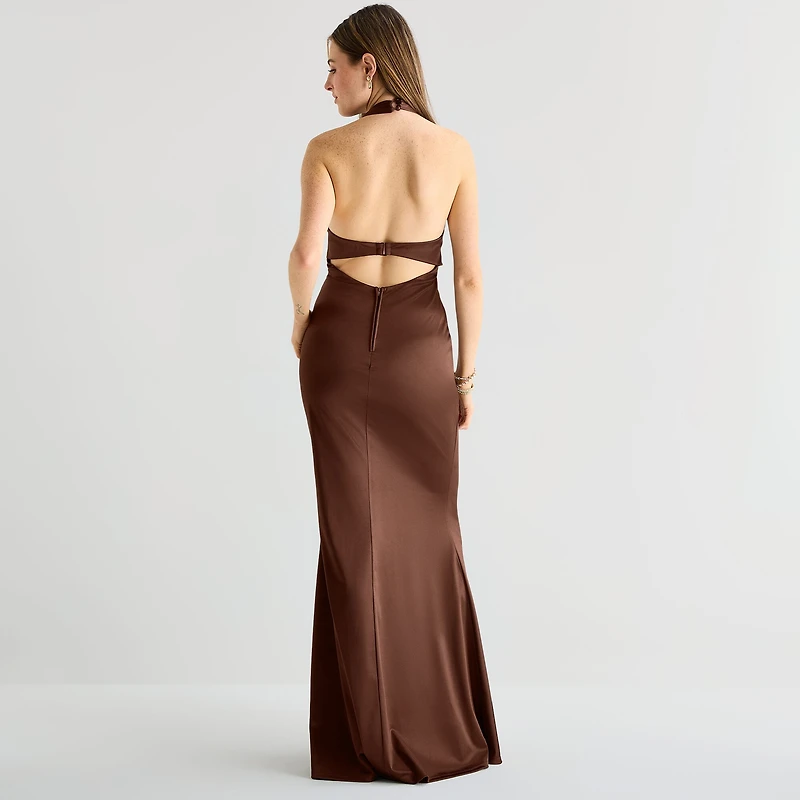 Emerald Sundae Womens Juniors Halter Neck Sleeveless Bodycon Dress