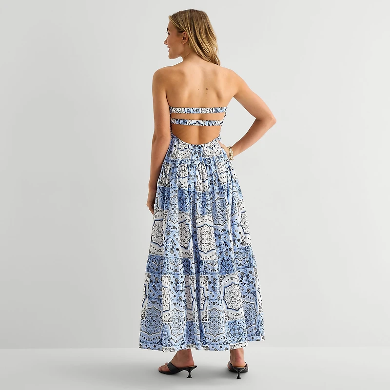 Forever 21 Womens Juniors Straight Neck Sleeveless Maxi Dress