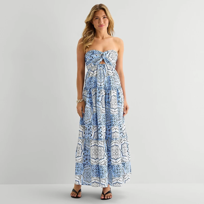 Forever 21 Womens Juniors Straight Neck Sleeveless Maxi Dress