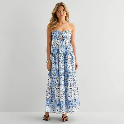 Forever 21 Womens Juniors Straight Neck Sleeveless Maxi Dress
