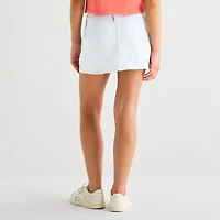 Arizona Striped Womens Juniors Low Rise Stretch Fabric Denim Skirt