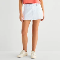 Arizona Striped Womens Juniors Low Rise Stretch Fabric Denim Skirt
