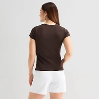 Liz Claiborne Womens Crew Neck Short Sleeve T-Shirt
