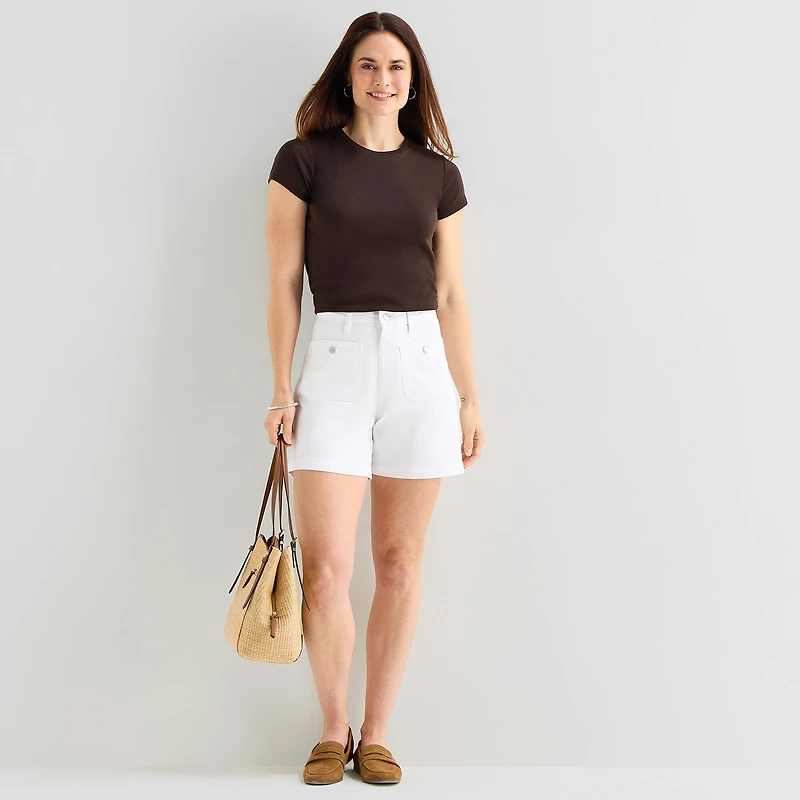 Liz Claiborne Womens Crew Neck Short Sleeve T-Shirt