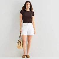 Liz Claiborne Womens Crew Neck Short Sleeve T-Shirt