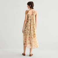 a.n.a Womens Midi Square Neck Sleeveless Sundress