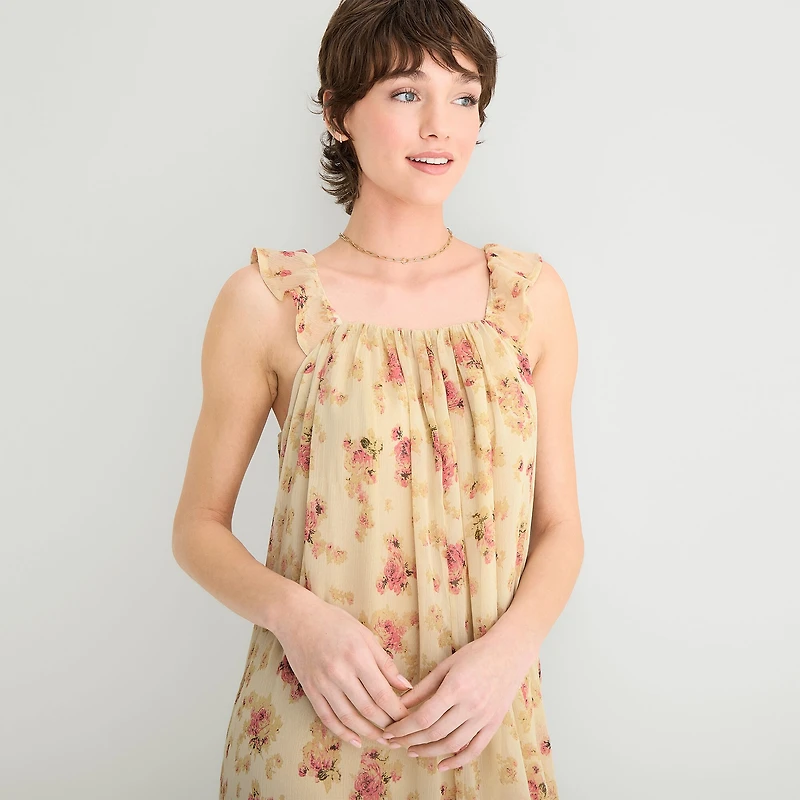 a.n.a Womens Midi Square Neck Sleeveless Sundress