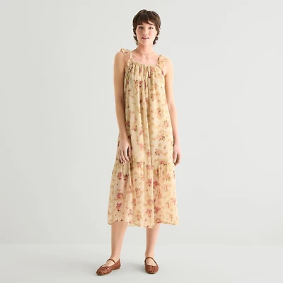 a.n.a Womens Midi Square Neck Sleeveless Sundress