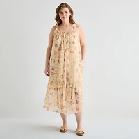 a.n.a Womens Plus Sleeveless Square Neck Midi Drop Waist Dress