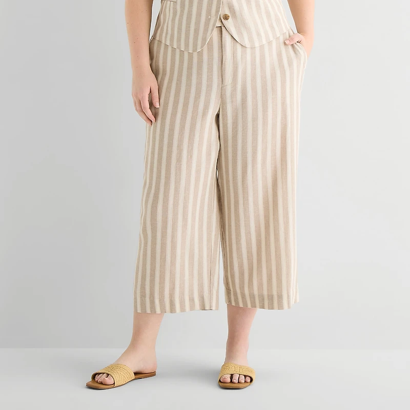 a.n.a Womens Plus Wide Leg High Rise Cropped Pant