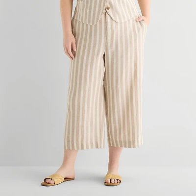 a.n.a Womens Plus Wide Leg High Rise Cropped Pant