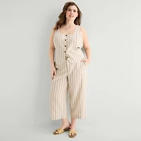 a.n.a Womens Plus Wide Leg High Rise Cropped Pant
