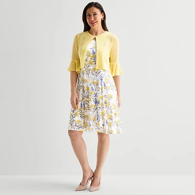 Perceptions Womens Floral Jacket Dress