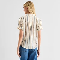 a.n.a Womens Tall Short Sleeve Blouse