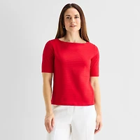 Liz Claiborne Womens Boat Neck Short Sleeve T-Shirt