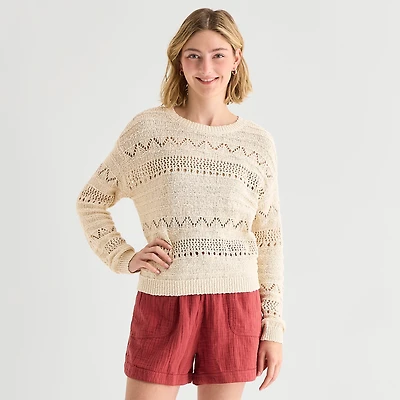 a.n.a Womens Crew Neck Long Sleeve Pullover Sweater