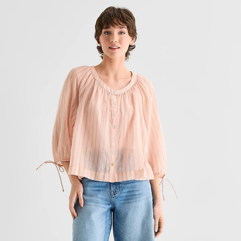 A.N.A Womens Boat Neck 3/4 Sleeve Blouse