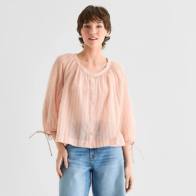 A.N.A Womens Boat Neck 3/4 Sleeve Blouse