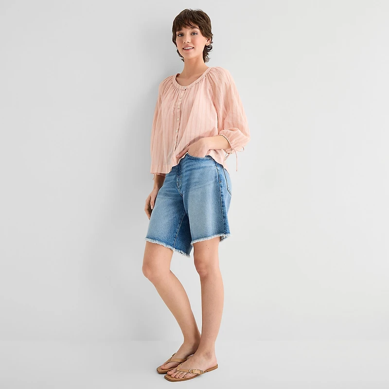 A.N.A Womens Boat Neck 3/4 Sleeve Blouse