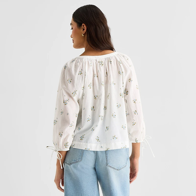a.n.a Womens Boat Neck 3/4 Sleeve Blouse