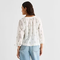 a.n.a Womens Boat Neck 3/4 Sleeve Blouse