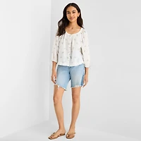 a.n.a Womens Boat Neck 3/4 Sleeve Blouse