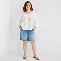 a.n.a Womens Plus Boat Neck 3/4 Sleeve Blouse