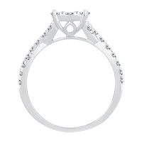 Womens 1 CT. T.W. Natural White Diamond 14K Gold Round Side Stone Halo Engagement Ring